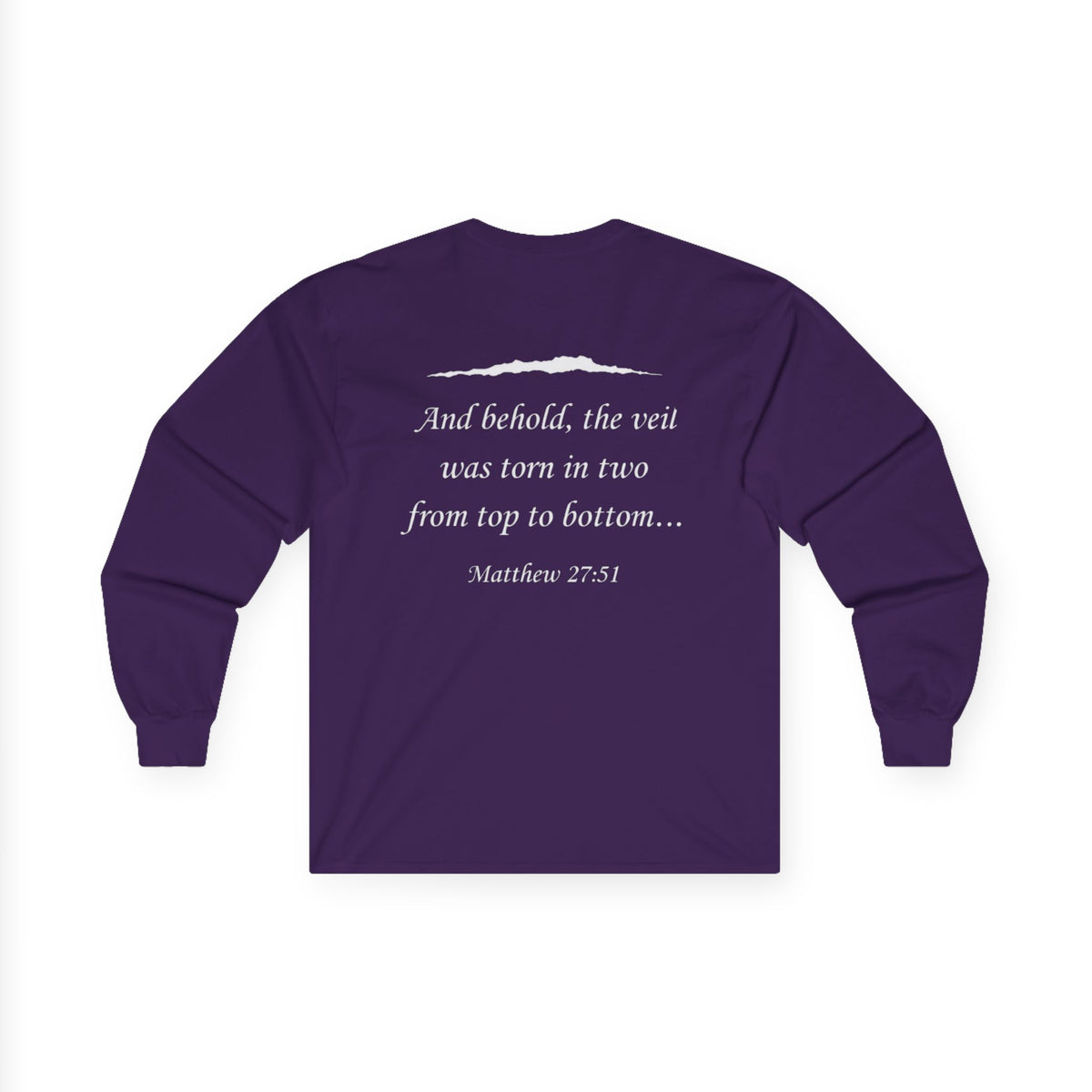 Ripped Religion Long Sleeve Tee — Matthew 27:51 Scripture Shirt