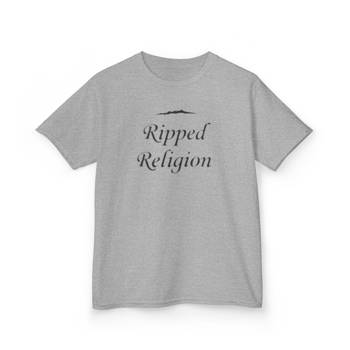 Kids T-Shirt — "Ripped Religion" Script Graphic