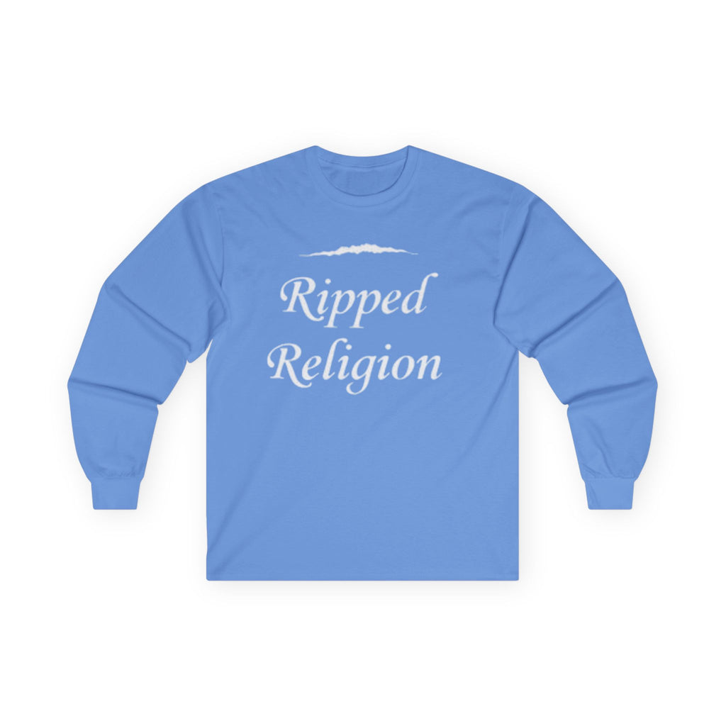 Ripped Religion Long Sleeve Tee — Matthew 27:51 Scripture Shirt