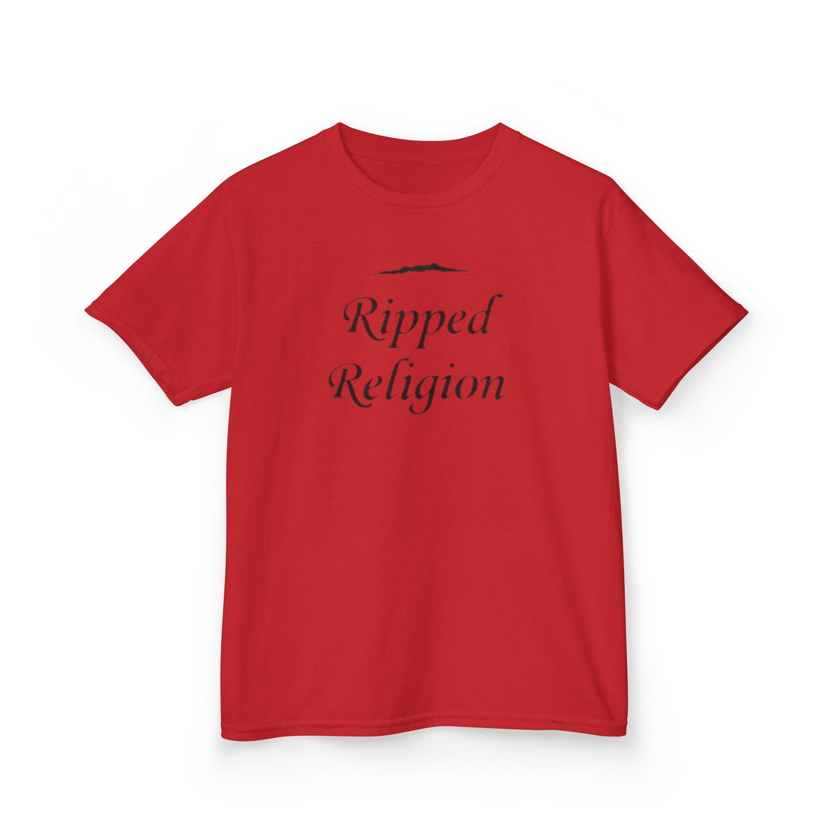 Kids T-Shirt — "Ripped Religion" Script Graphic