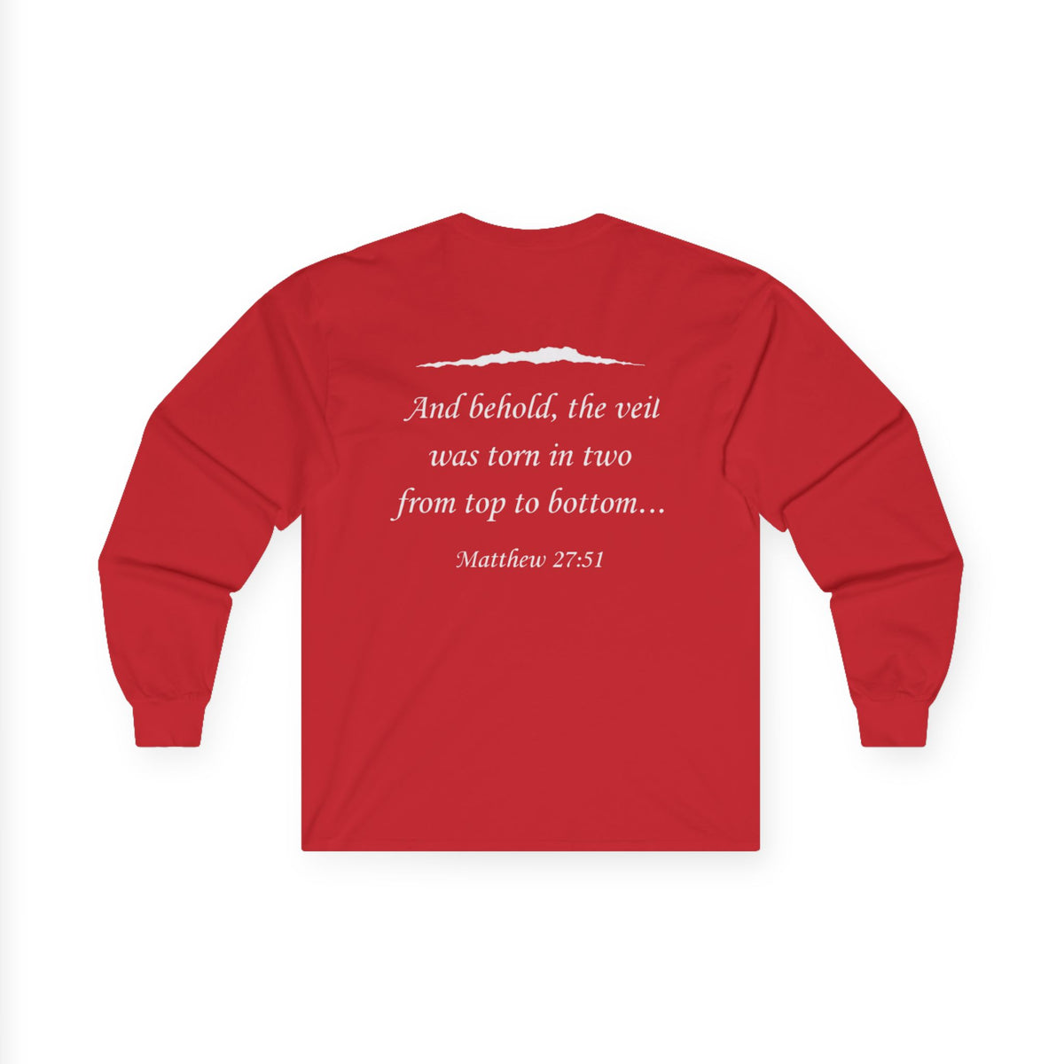 Ripped Religion Long Sleeve Tee — Matthew 27:51 Scripture Shirt