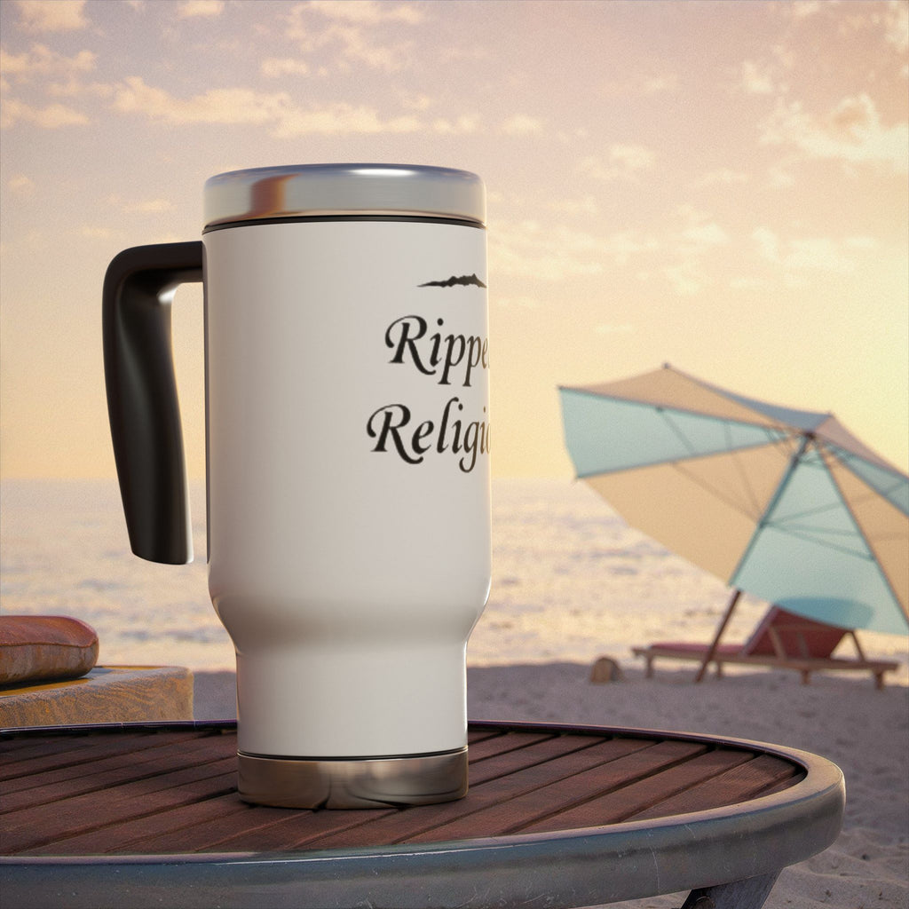 Travel Mug — "Ripped Religion" Stainless Steel Insulated Coffee Mug with Handle, 14oz