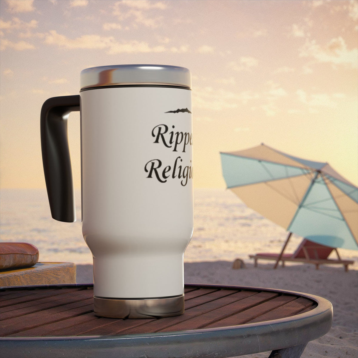Travel Mug — "Ripped Religion" Stainless Steel Insulated Coffee Mug with Handle, 14oz