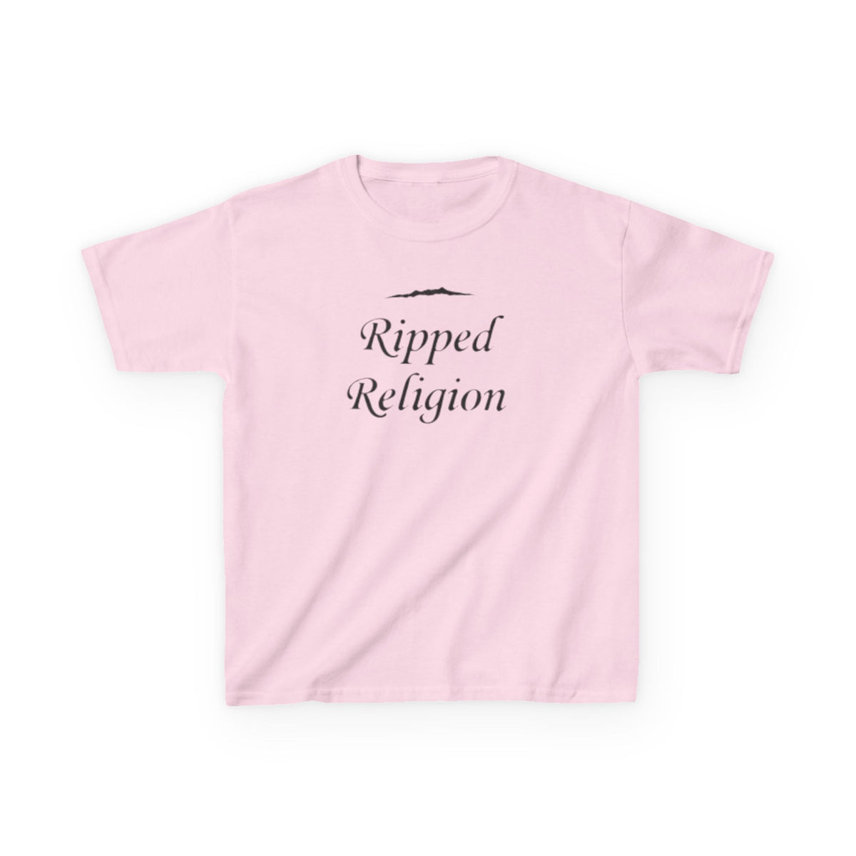 Kids T-Shirt — "Ripped Religion" Script Graphic