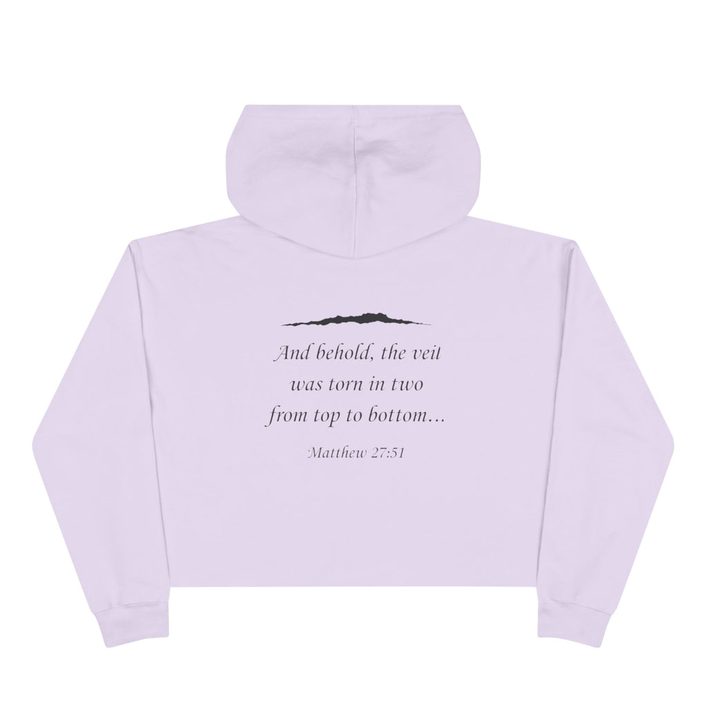 Crop Hoodie — "Ripped Religion" Scripture Crop Hoodie (Matthew 27:51)