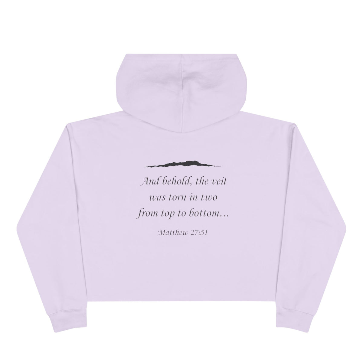Crop Hoodie — "Ripped Religion" Scripture Crop Hoodie (Matthew 27:51)