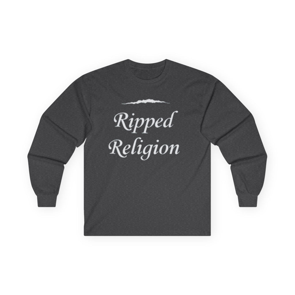 Ripped Religion Long Sleeve Tee — Matthew 27:51 Scripture Shirt