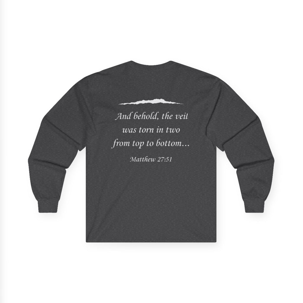 Ripped Religion Long Sleeve Tee — Matthew 27:51 Scripture Shirt