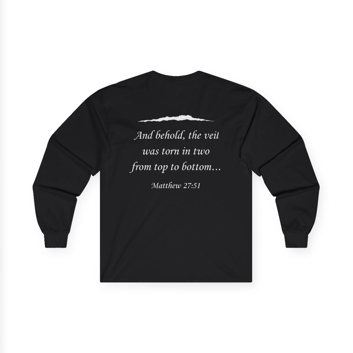Ripped Religion Long Sleeve Tee — Matthew 27:51 Scripture Shirt