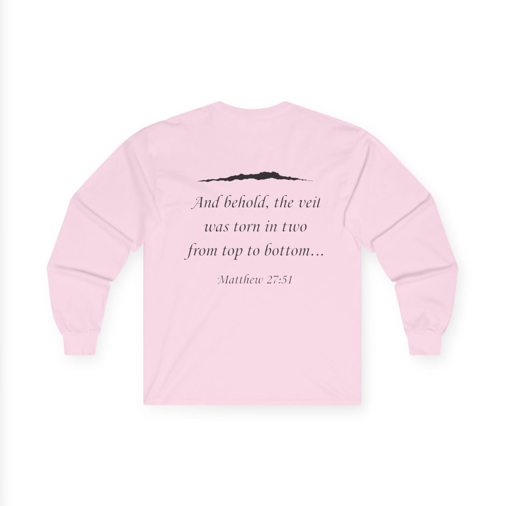 Ripped Religion Long Sleeve Tee — Matthew 27:51 Scripture Shirt