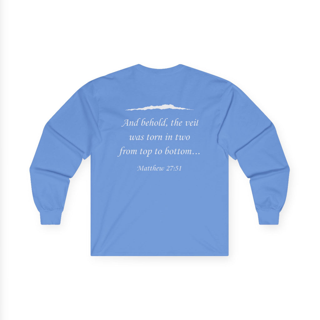 Ripped Religion Long Sleeve Tee — Matthew 27:51 Scripture Shirt