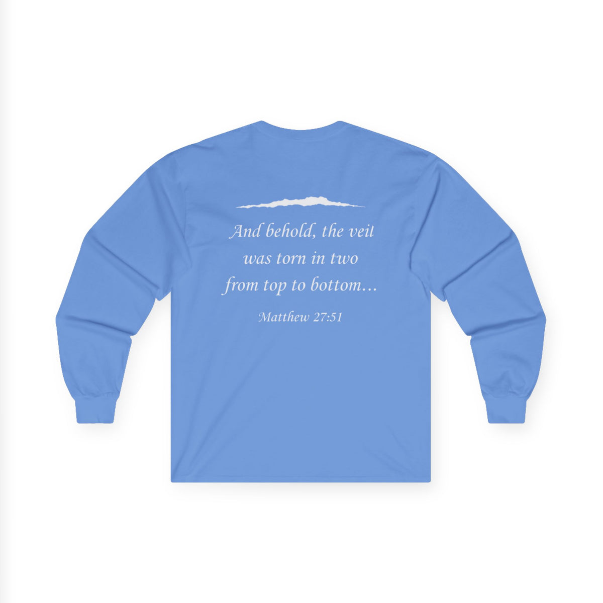 Ripped Religion Long Sleeve Tee — Matthew 27:51 Scripture Shirt