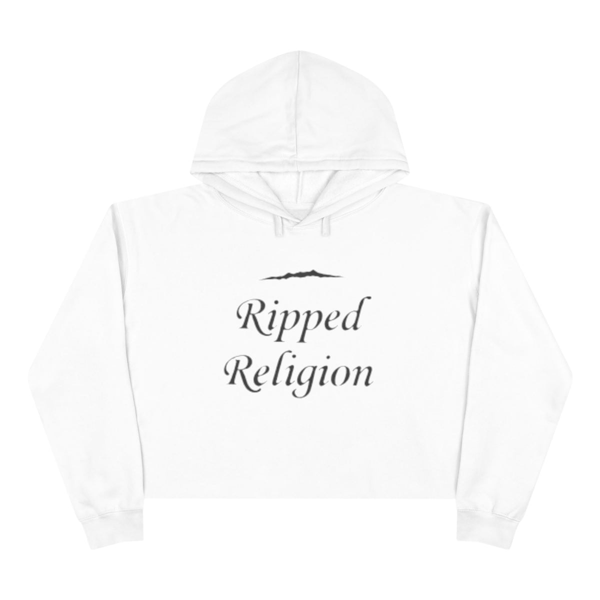 Crop Hoodie — "Ripped Religion" Scripture Crop Hoodie (Matthew 27:51)