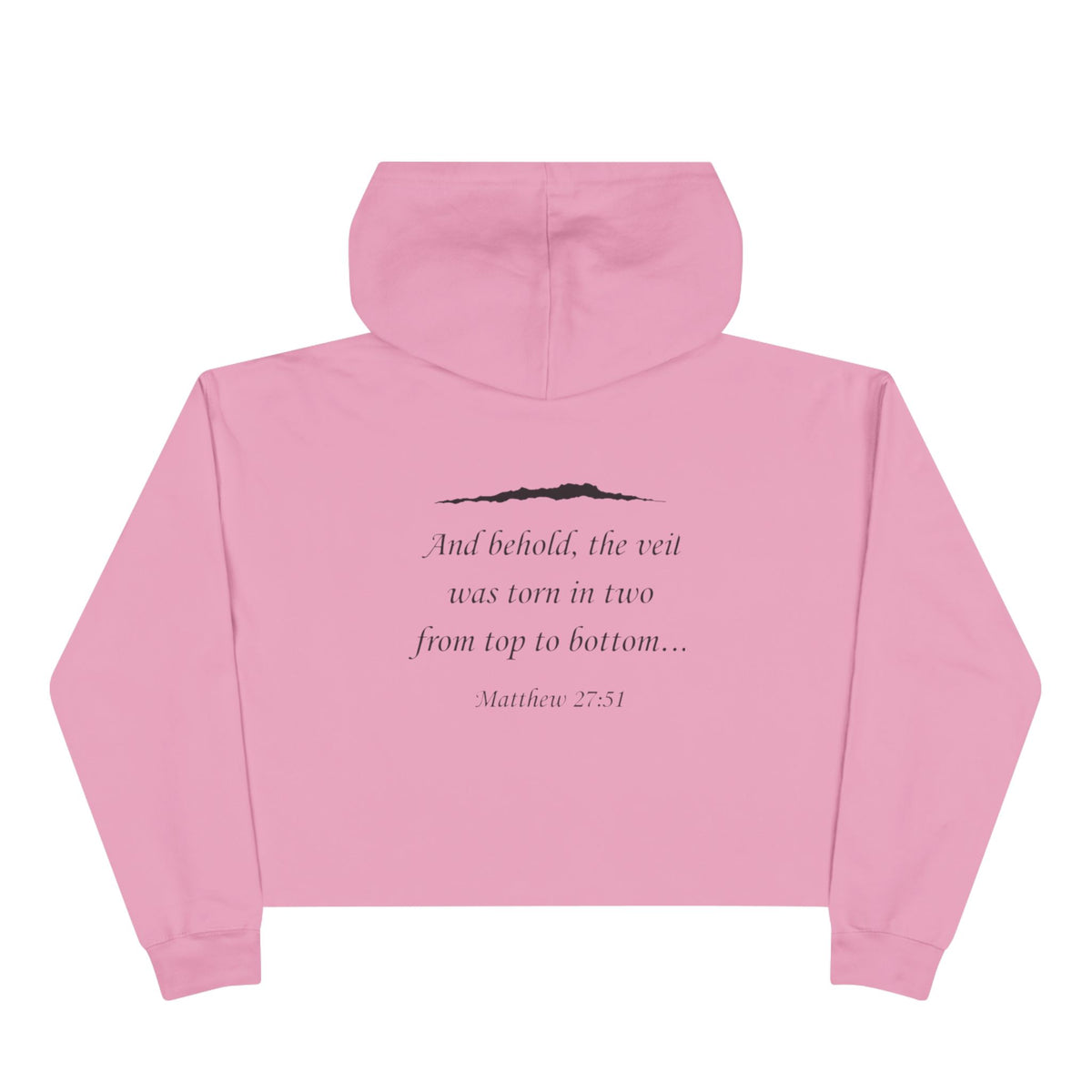 Crop Hoodie — "Ripped Religion" Scripture Crop Hoodie (Matthew 27:51)