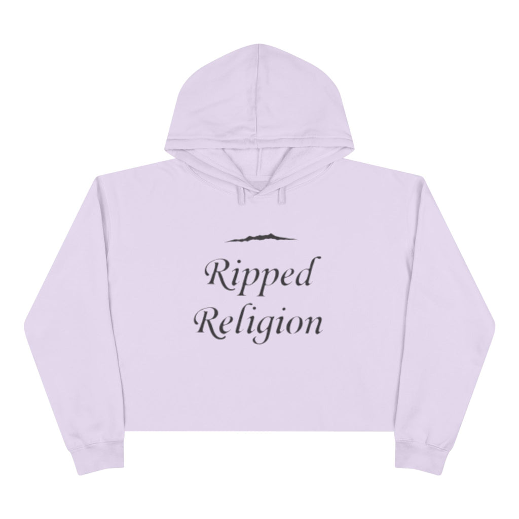 Crop Hoodie — "Ripped Religion" Scripture Crop Hoodie (Matthew 27:51)