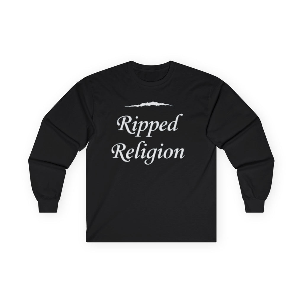 Ripped Religion Long Sleeve Tee — Matthew 27:51 Scripture Shirt