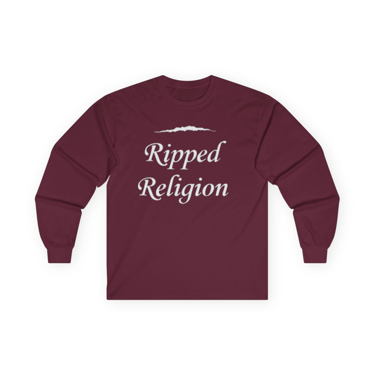 Ripped Religion Long Sleeve Tee — Matthew 27:51 Scripture Shirt