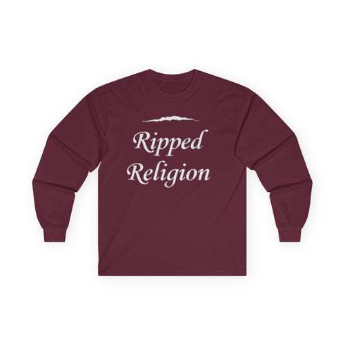 Ripped Religion Long Sleeve Tee — Matthew 27:51 Scripture Shirt