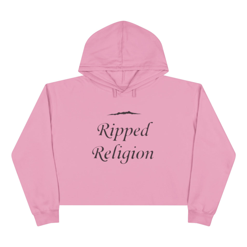 Crop Hoodie — "Ripped Religion" Scripture Crop Hoodie (Matthew 27:51)